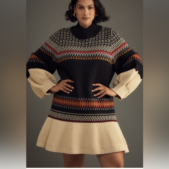 NWT Anthropologie Bubble-SleeveTurtleneck Sweater Dress